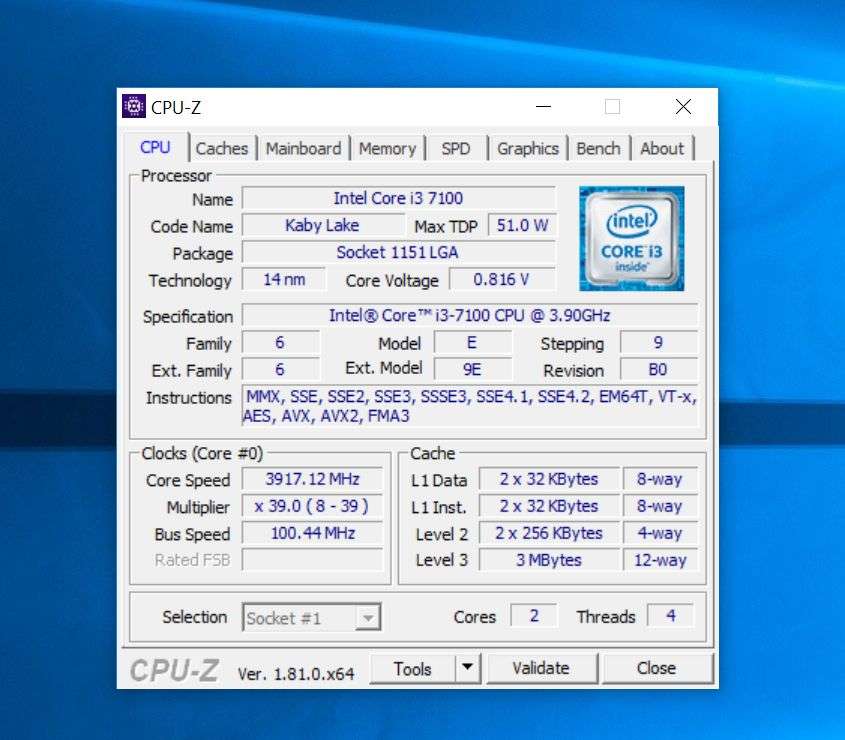 Разгон процессора Intel Core i3-7100